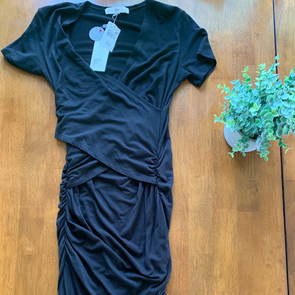 NWOT Nursing Dress - Black Wrap